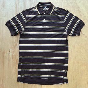LION Men's Brown Striped Cotton Short Sleeve Polo Shirt sz L NWOT